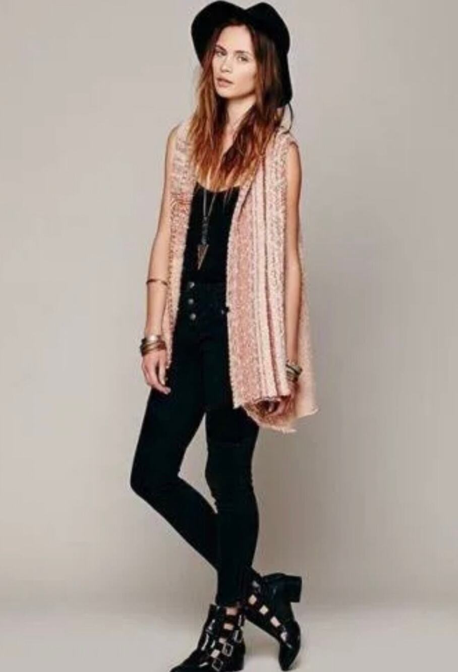 Free People In Your Arms swing cardigan sweater vest in a coral size Small EUC